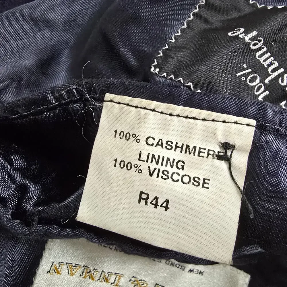 Vintage Beale & Inman London England 100% Cashmere Long Coat Men 44R Navy